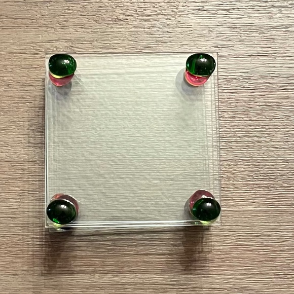 Clear Glass Coasters with Colorful Fused Glass Corners, 4" x 4" - Picture 7 of 9